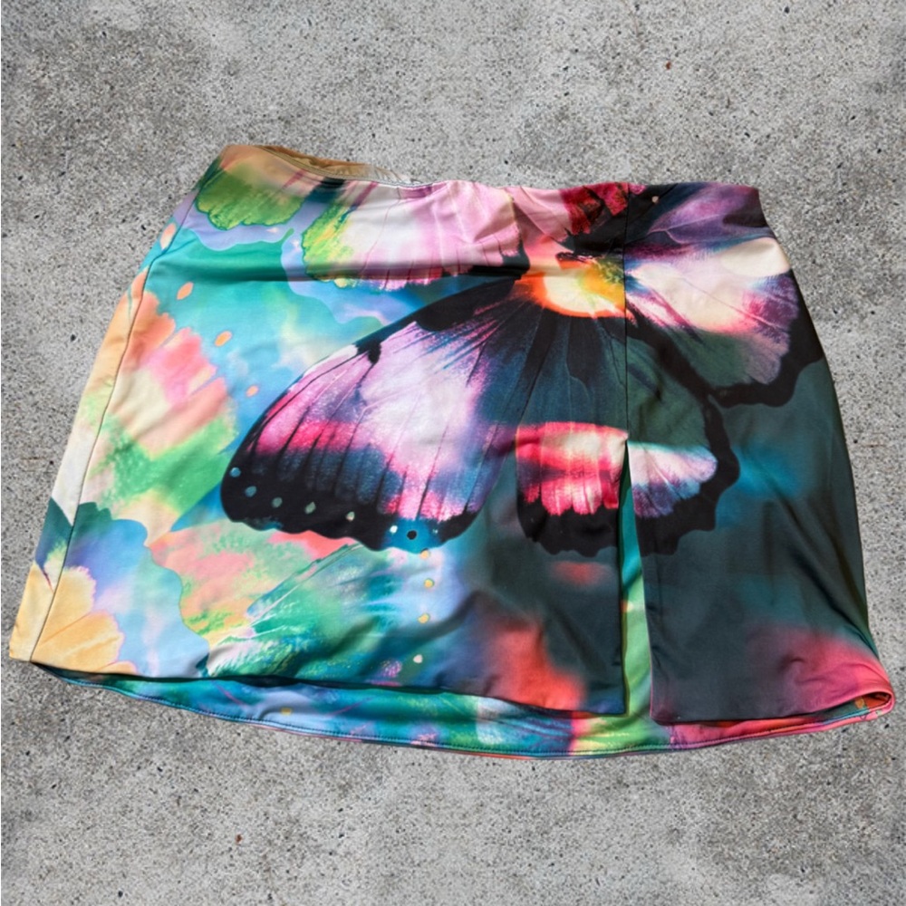 AFRM Multicolor Butterfly Print Mini Skirt